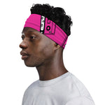 Pink Cassette Tape Pattern Print Sports Headband