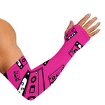 Pink Cassette Tape Pattern Print Sun Protection Arm Sleeves