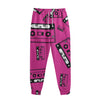 Pink Cassette Tape Pattern Print Sweatpants