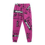 Pink Cassette Tape Pattern Print Sweatpants