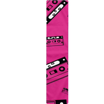 Pink Cassette Tape Pattern Print Table Runner