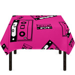 Pink Cassette Tape Pattern Print Tablecloth