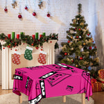 Pink Cassette Tape Pattern Print Tablecloth