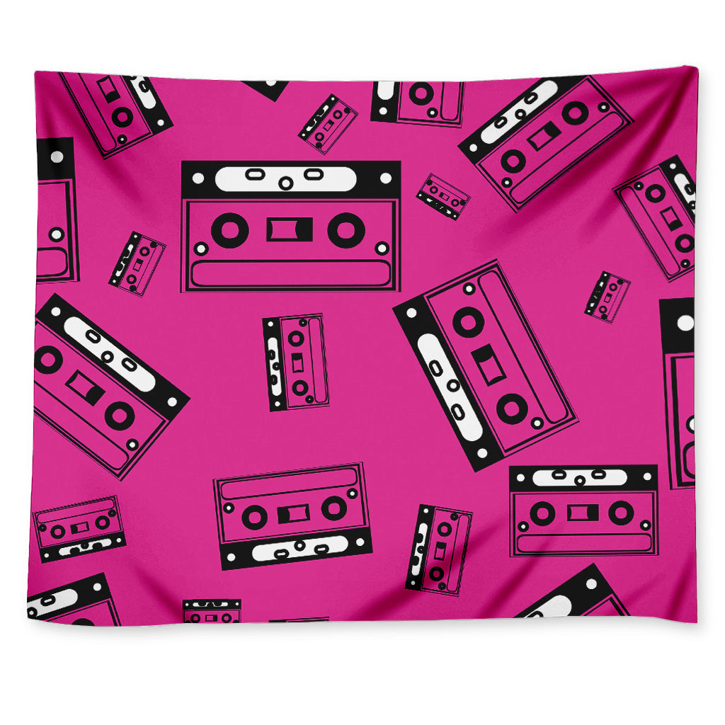 Pink Cassette Tape Pattern Print Tapestry