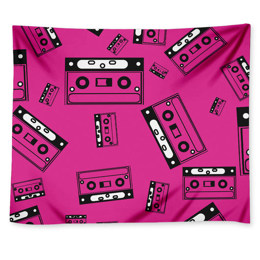 Pink Cassette Tape Pattern Print Tapestry
