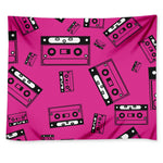 Pink Cassette Tape Pattern Print Tapestry