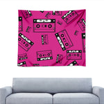 Pink Cassette Tape Pattern Print Tapestry