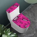 Pink Cassette Tape Pattern Print Toilet Lid And Tank Cover Set