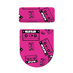 Pink Cassette Tape Pattern Print Toilet Lid And Tank Cover Set