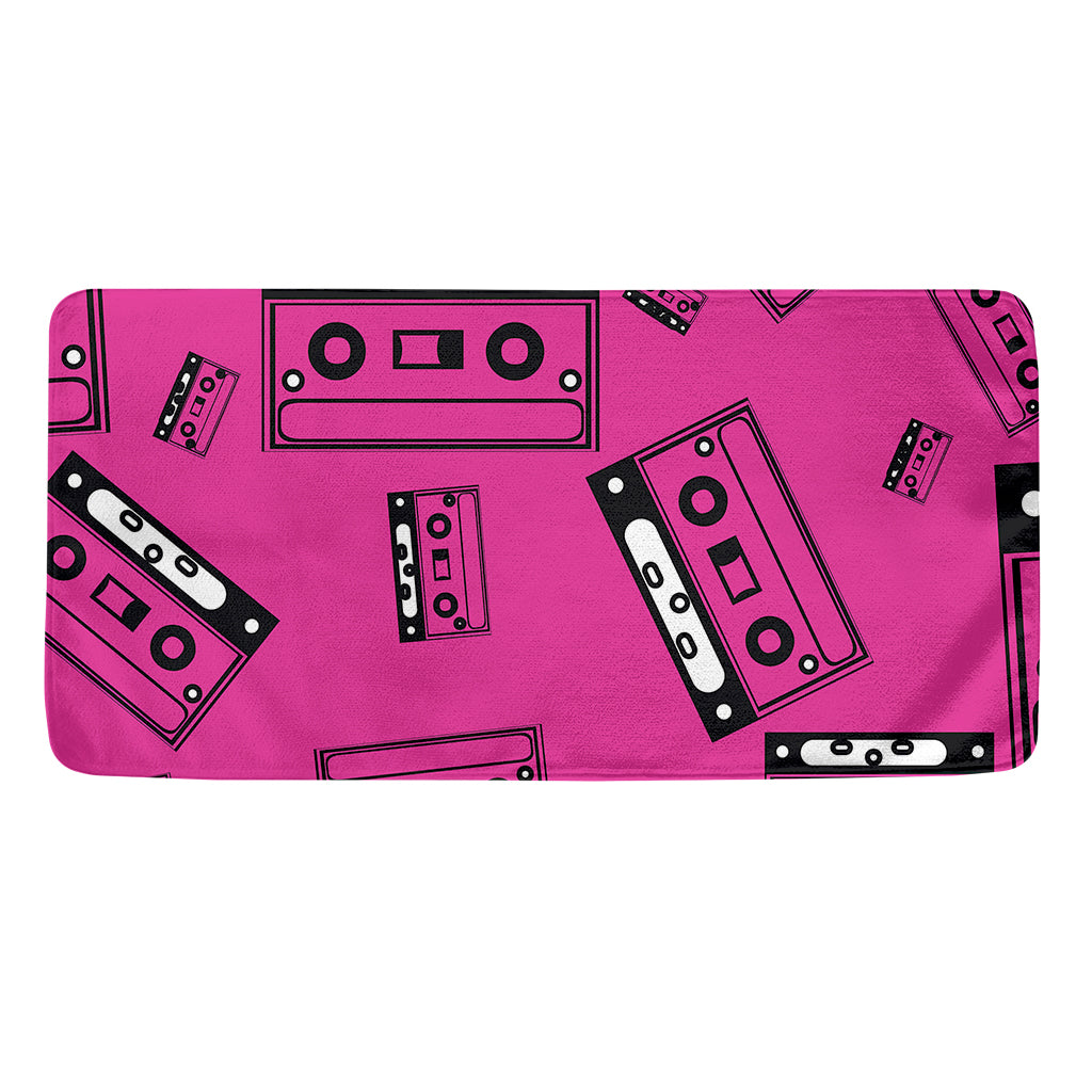 Pink Cassette Tape Pattern Print Towel