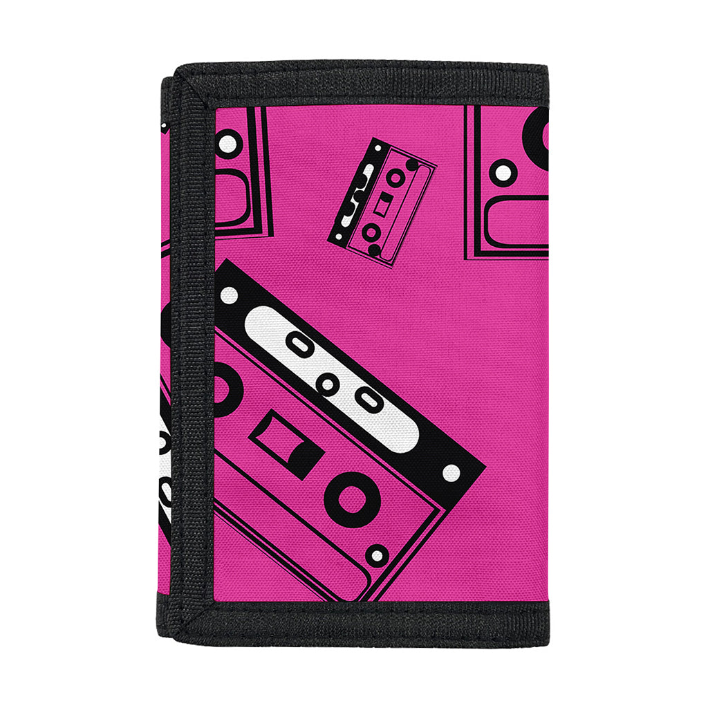 Pink Cassette Tape Pattern Print Trifold Wallet