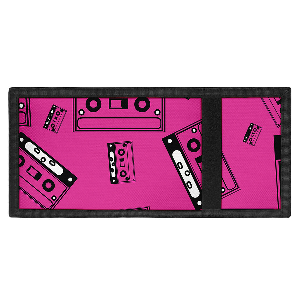 Pink Cassette Tape Pattern Print Trifold Wallet
