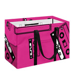 Pink Cassette Tape Pattern Print Utility Tote Bag