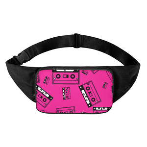 Pink Cassette Tape Pattern Print Waist Bag