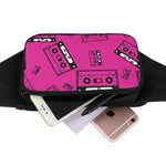 Pink Cassette Tape Pattern Print Waist Bag