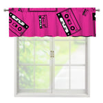Pink Cassette Tape Pattern Print Window Valance