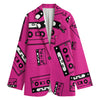 Pink Cassette Tape Pattern Print Women's Blazer