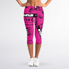 Pink Cassette Tape Pattern Print Women's Capri Leggings