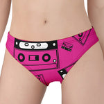 Pink Cassette Tape Pattern Print Women's Panties