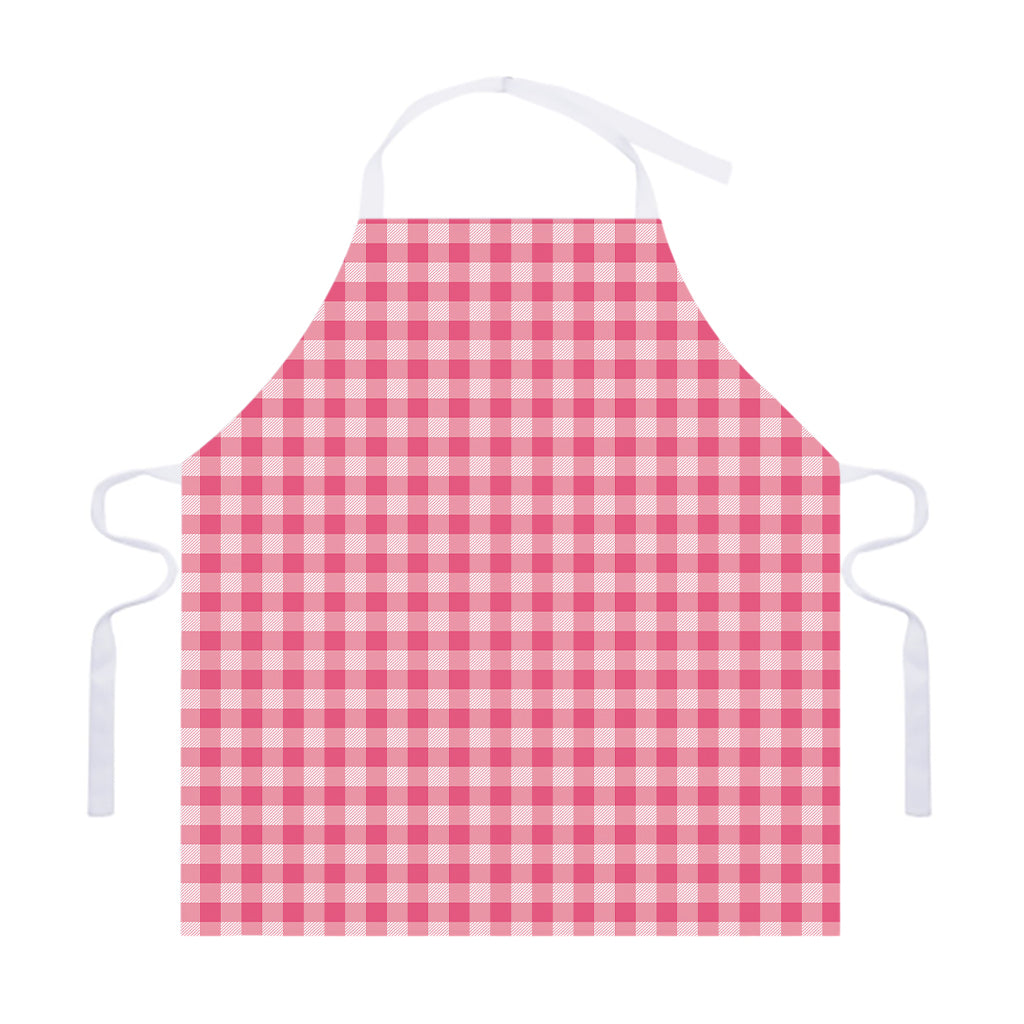 Pink Check Pattern Print Adjustable Apron