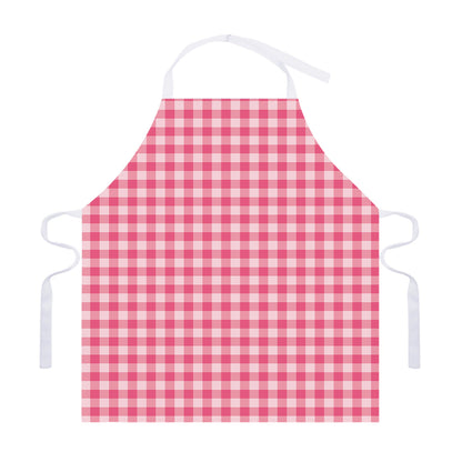 Pink Check Pattern Print Adjustable Apron
