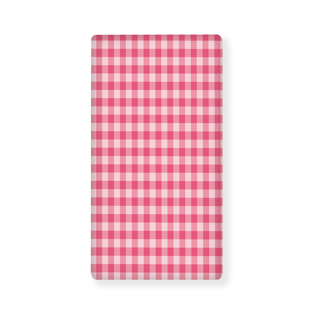 Pink Check Pattern Print Baby Crib Sheet