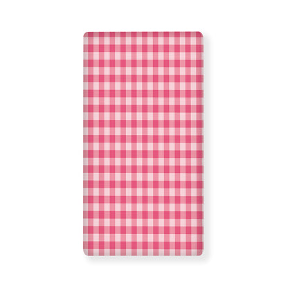 Pink Check Pattern Print Baby Crib Sheet