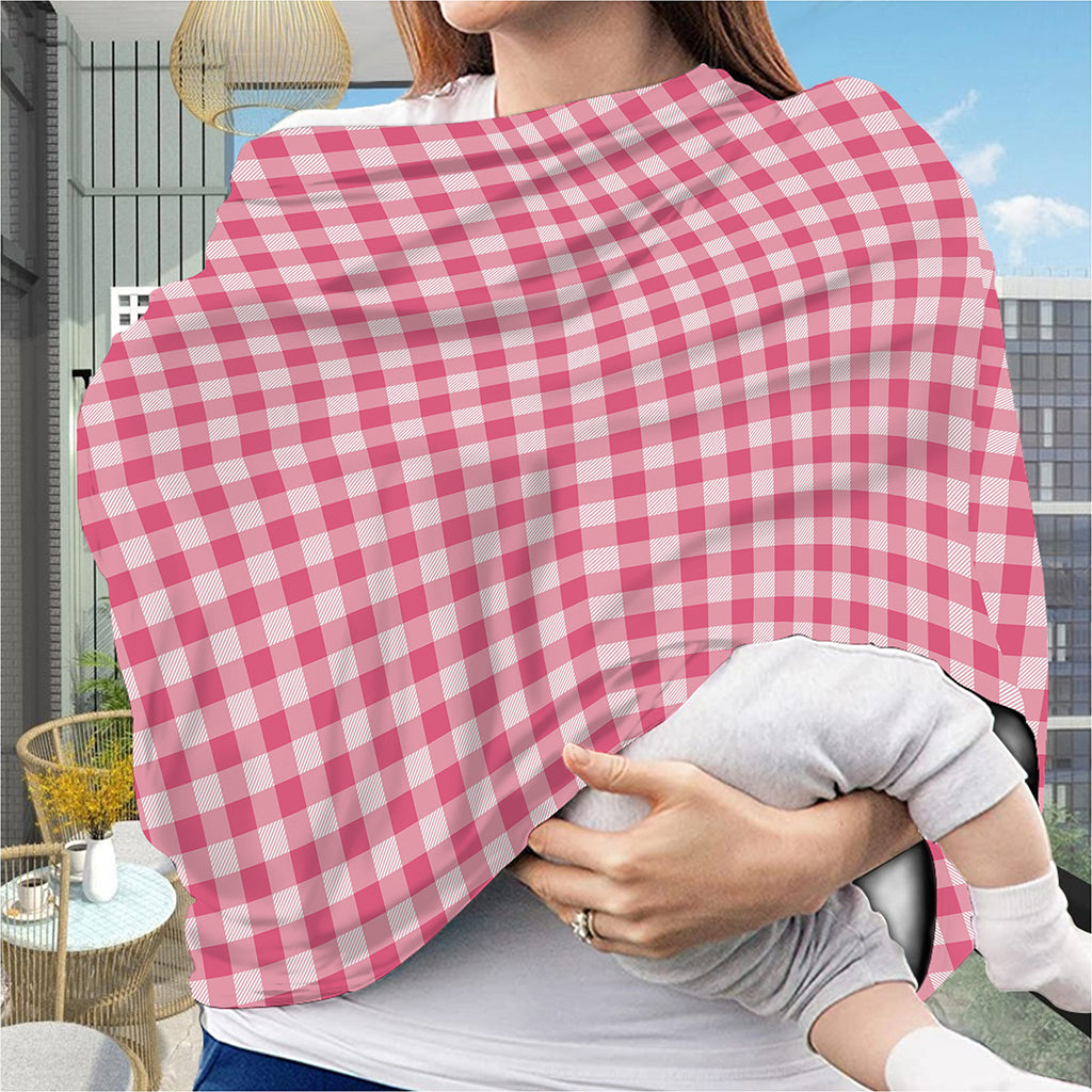 Pink Check Pattern Print Baby Seat Cover