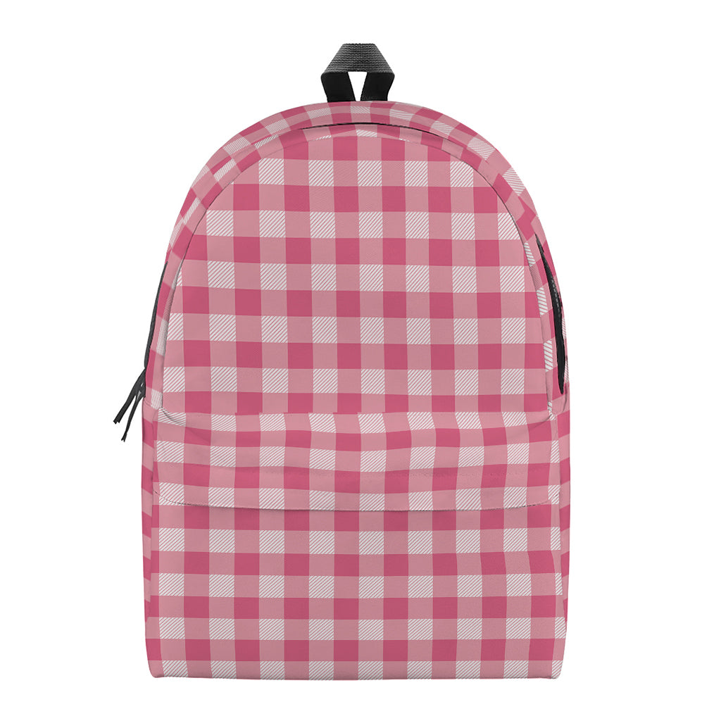 Pink Check Pattern Print Backpack