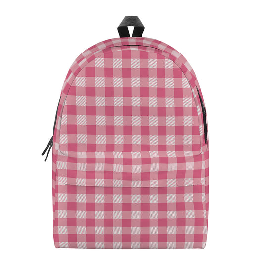 Pink Check Pattern Print Backpack
