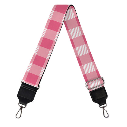 Pink Check Pattern Print Bag Strap