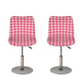 Pink Check Pattern Print Bar Stool Covers