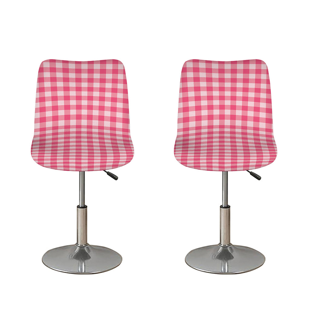 Pink Check Pattern Print Bar Stool Covers
