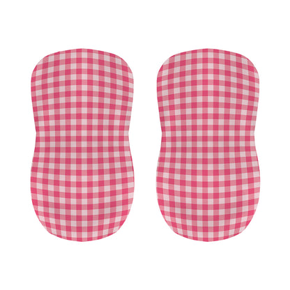 Pink Check Pattern Print Bar Stool Covers