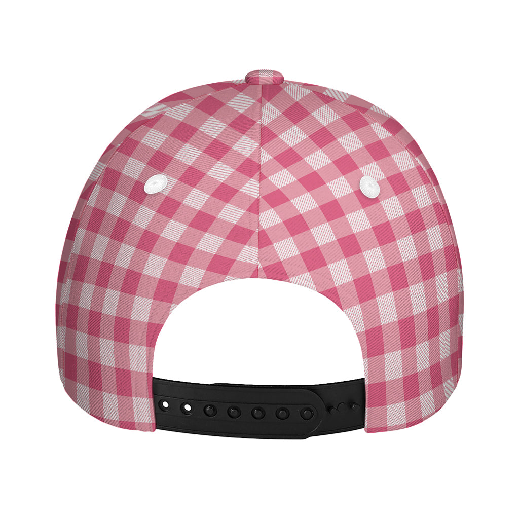 Pink Check Pattern Print Baseball Cap