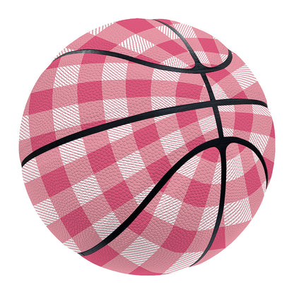Pink Check Pattern Print Basketball