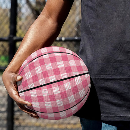 Pink Check Pattern Print Basketball