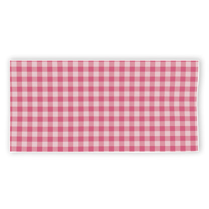 Pink Check Pattern Print Beach Towel