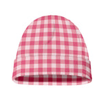 Pink Check Pattern Print Beanie