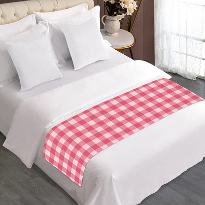 Pink Check Pattern Print Bed Runner