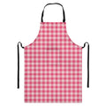 Pink Check Pattern Print Bib Apron With Pocket