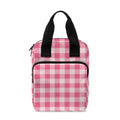 Pink Check Pattern Print Bible Tote Bag