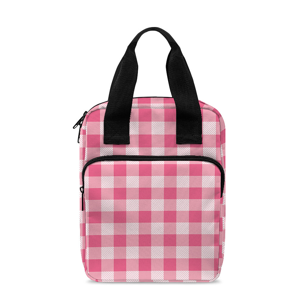 Pink Check Pattern Print Bible Tote Bag