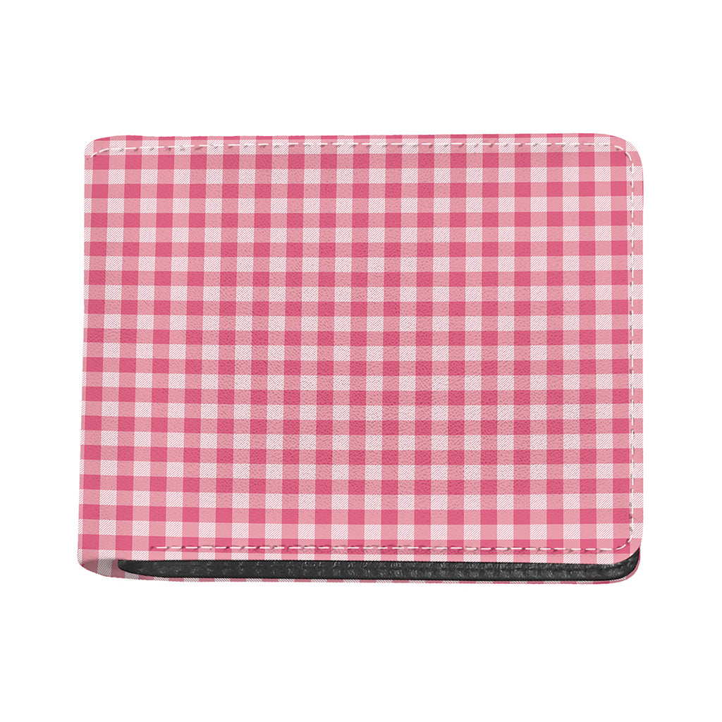Pink Check Pattern Print Bifold Wallet