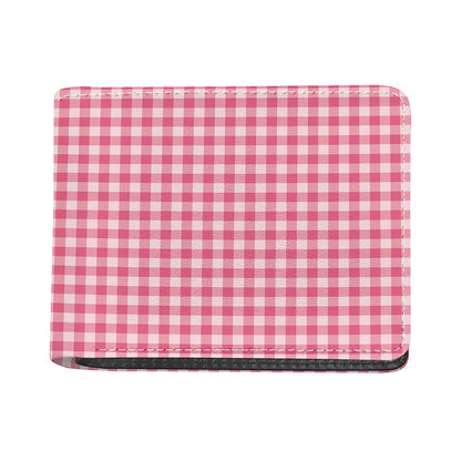 Pink Check Pattern Print Bifold Wallet