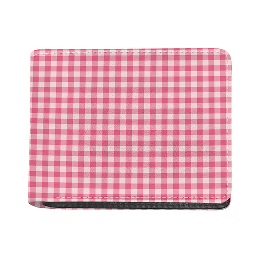 Pink Check Pattern Print Bifold Wallet