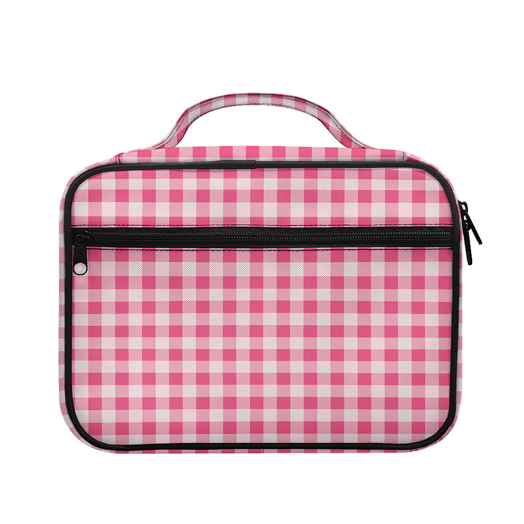 Pink Check Pattern Print Briefcase Bible Bag
