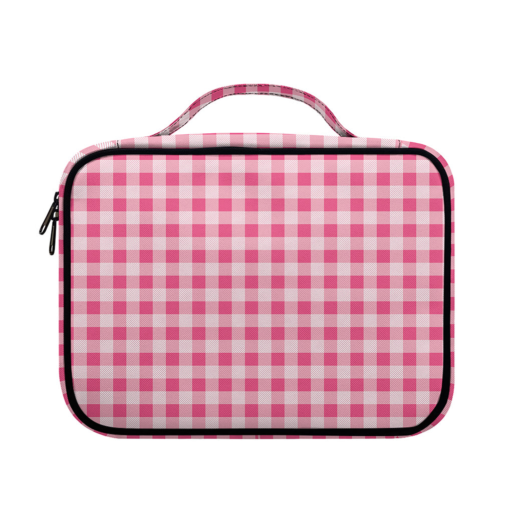 Pink Check Pattern Print Briefcase Bible Bag