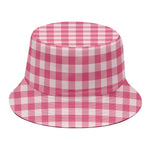 Pink Check Pattern Print Bucket Hat