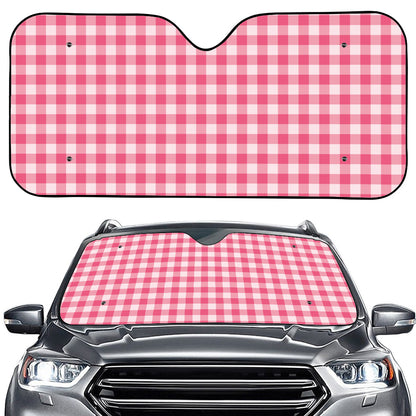 Pink Check Pattern Print Car Windshield Sun Shade